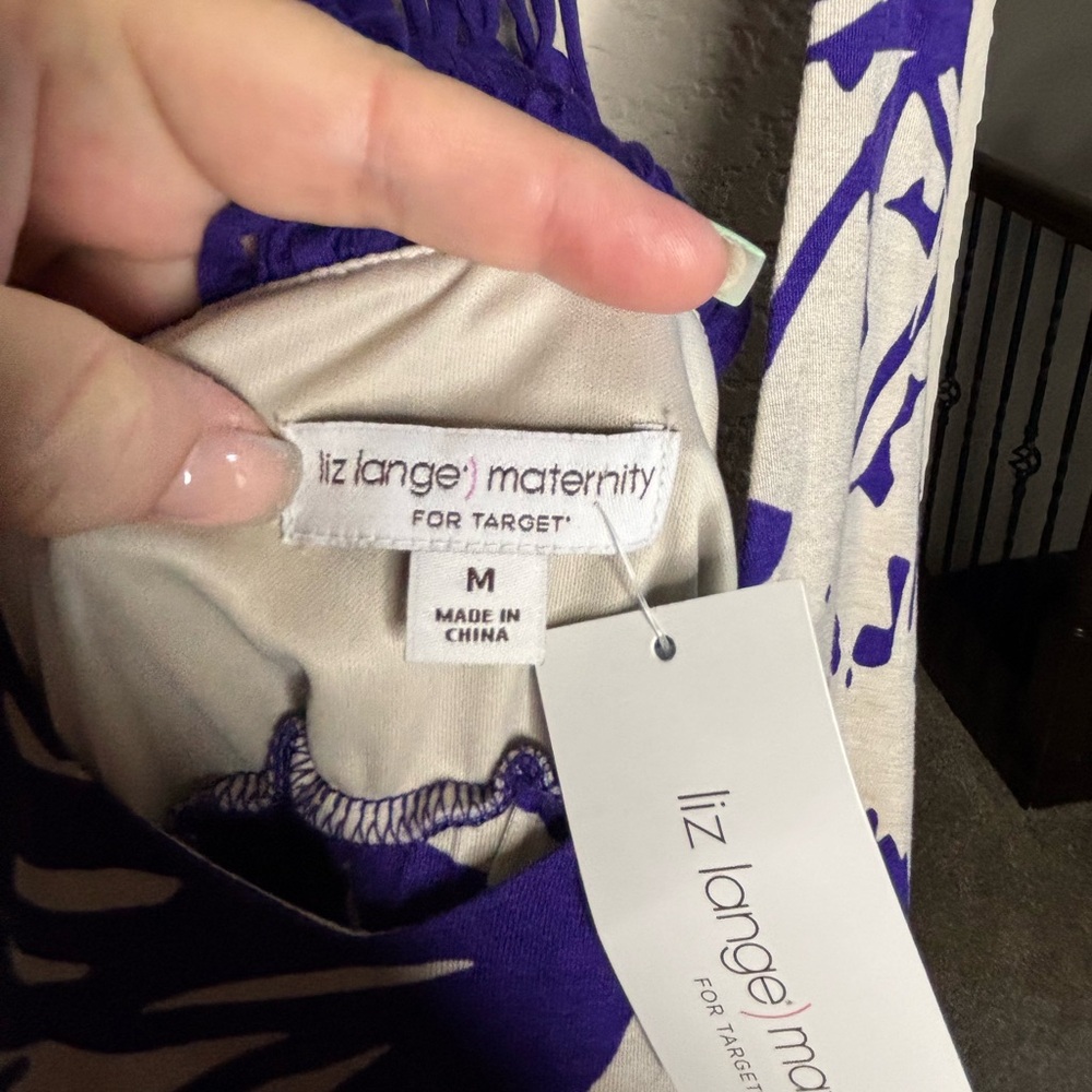 Liz Lange Maternity for Target Purple and Cream Maxi Dress Size M NEW - Picture 5 of 12